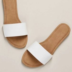 White and Tan Sandals